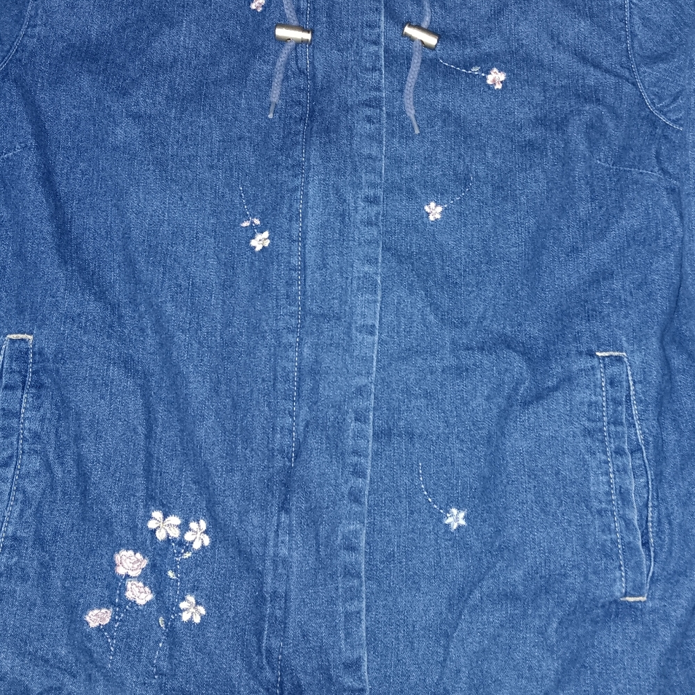 90s Disney Store Winnie The Pooh Blue Jean Denim Hoodie Jacket Vintage - Picture 3 of 8